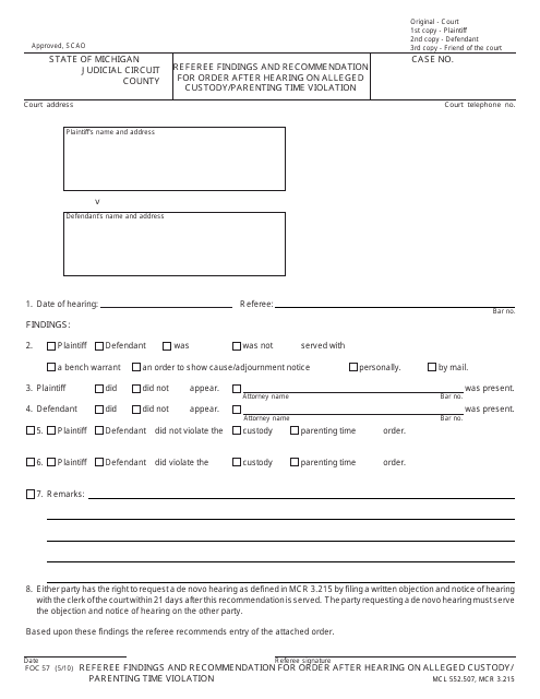 Form FOC57  Printable Pdf