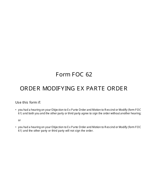 Form FOC62 Order Modifying Ex Parte Order - Michigan