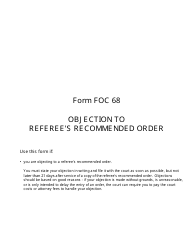 Document preview: Form FOC68 Objection to Referee's Recommended Order - Michigan