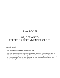 Form FOC68 Objection to Referee&#039;s Recommended Order - Michigan