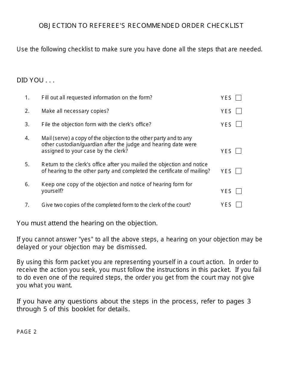 Form FOC68 Objection to Referees Recommended Order - Michigan, Page 2