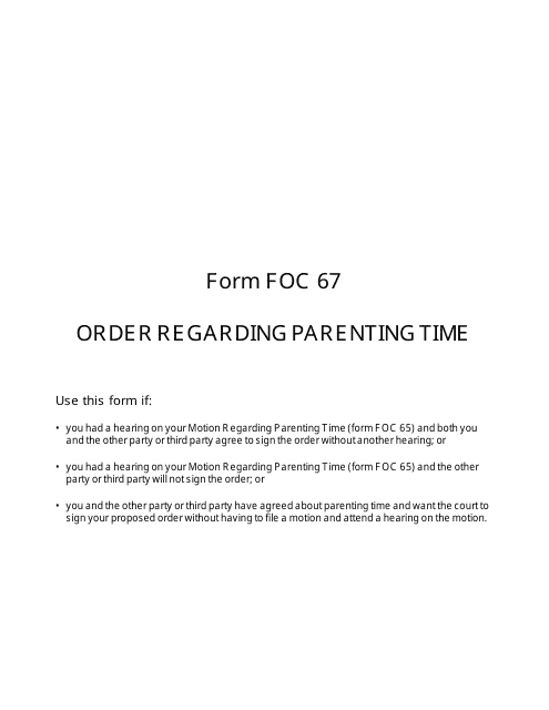 Form FOC67  Printable Pdf