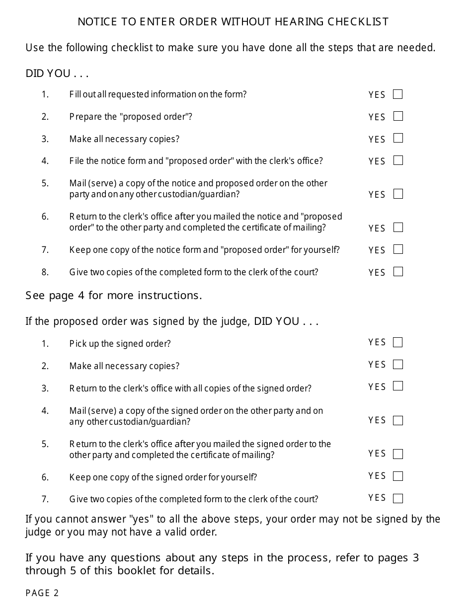 Form FOC54 Notice to Enter Order Without Hearing - Michigan, Page 2