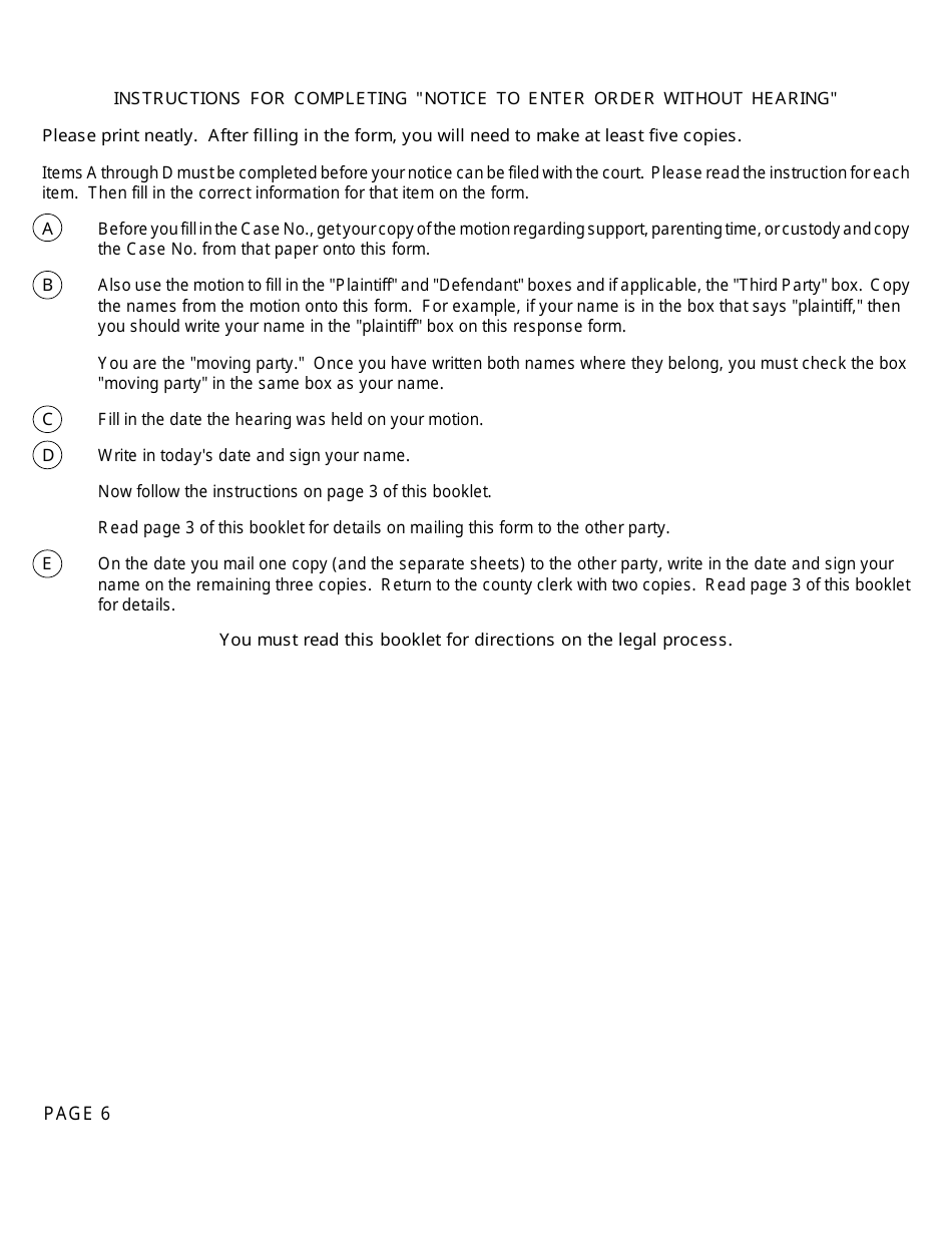 Form FOC54 Notice to Enter Order Without Hearing - Michigan, Page 6