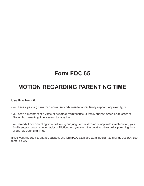 Form FOC65 Motion Regarding Parenting Time - Michigan