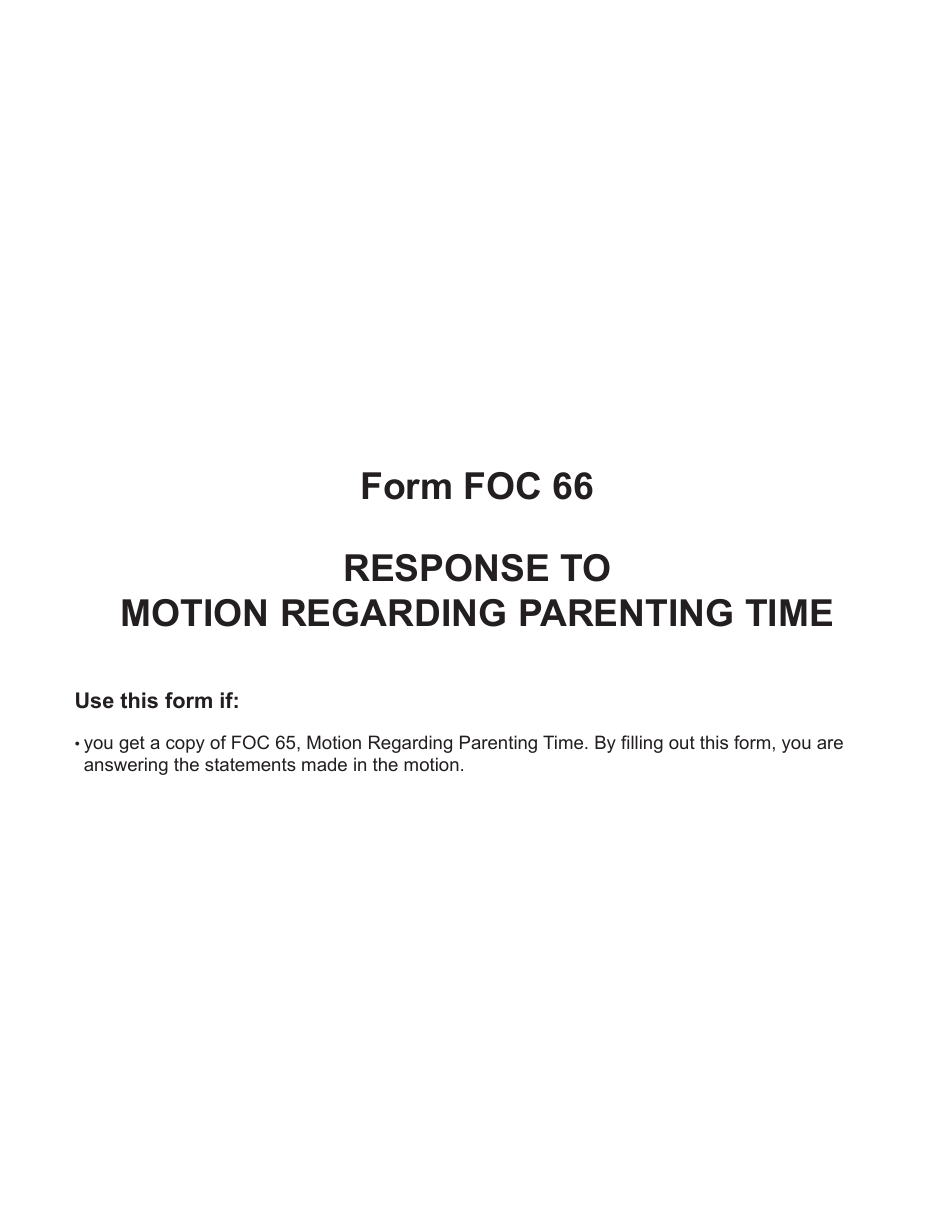 Form FOC66 Response to Motion Regarding Parenting Time - Michigan, Page 1