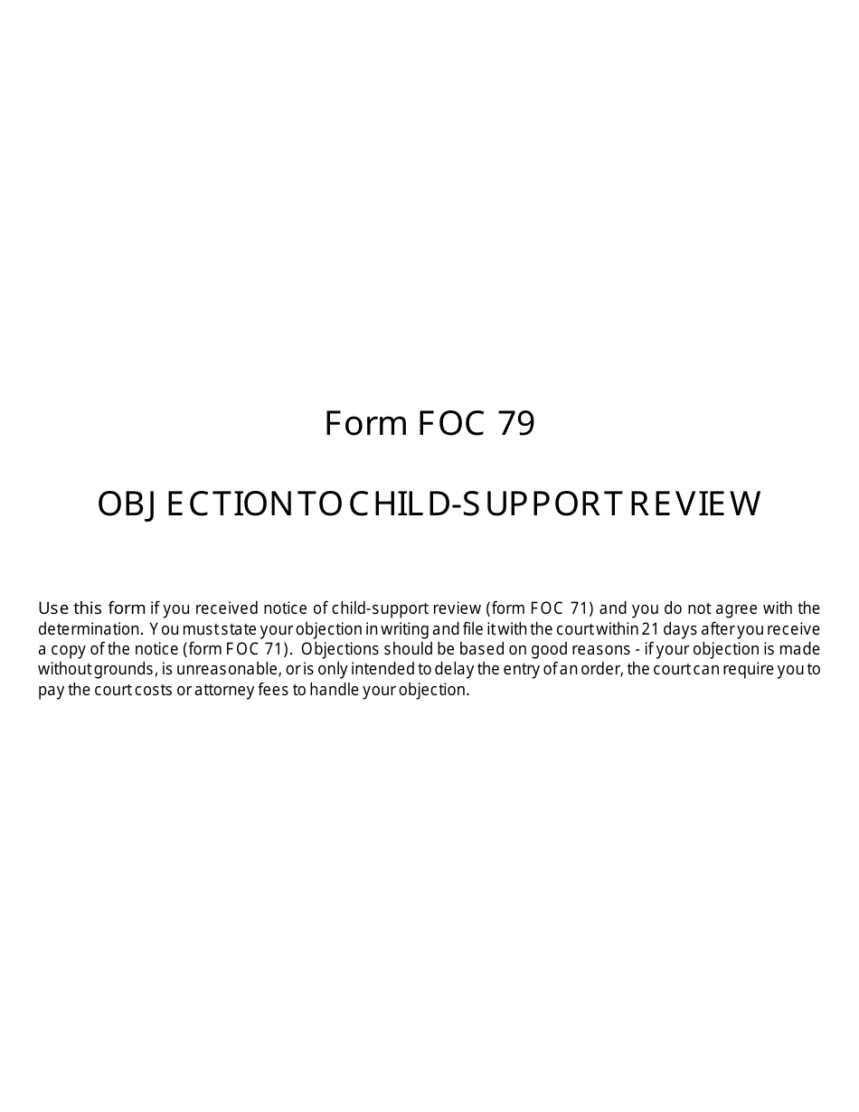 Form FOC79 Objection to Child-Support Review - Michigan, Page 2