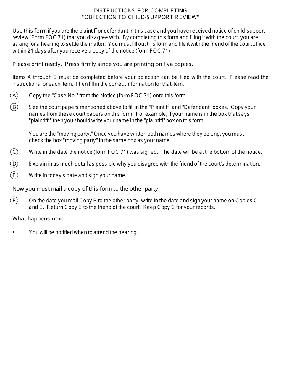 Form FOC79 Objection to Child-Support Review - Michigan, Page 3