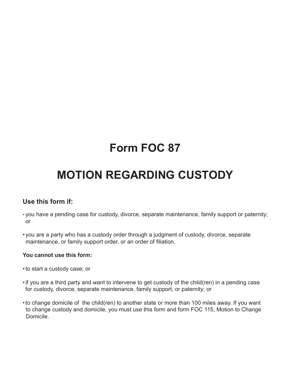 Form FOC87 Motion Regarding Custody - Michigan, Page 1