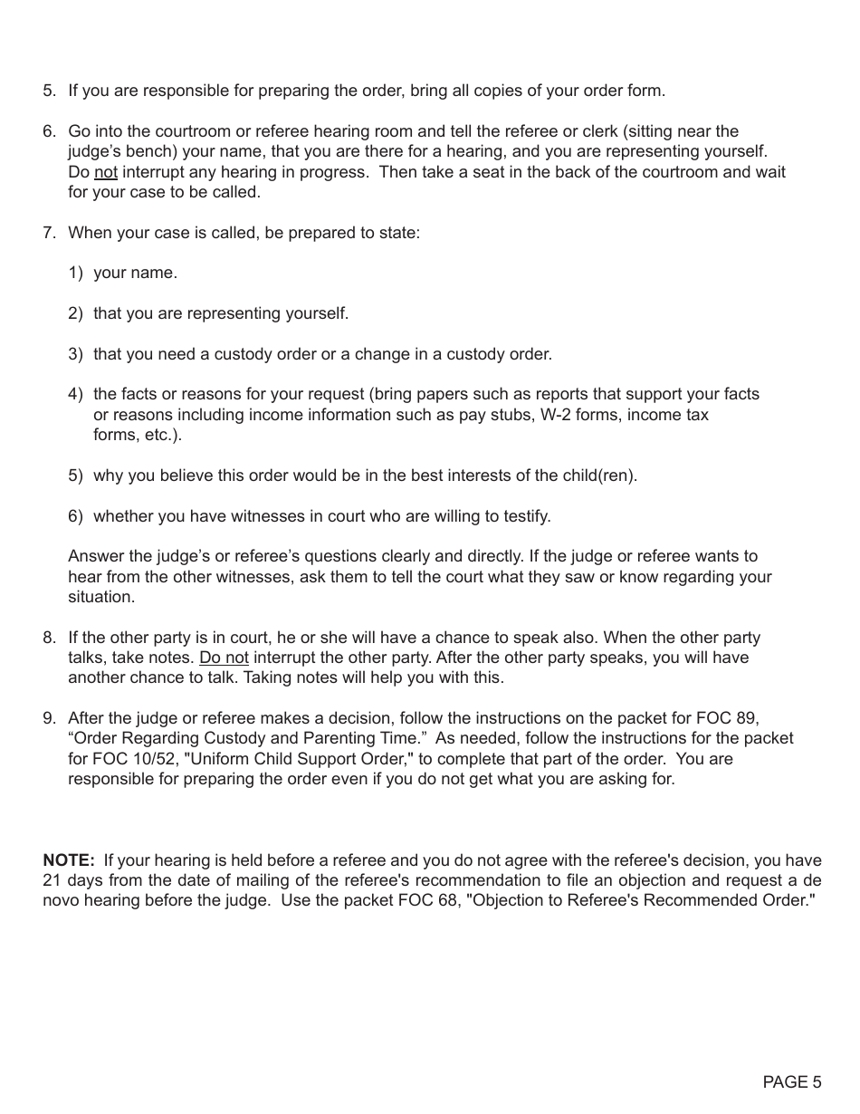Form FOC87 Motion Regarding Custody - Michigan, Page 5