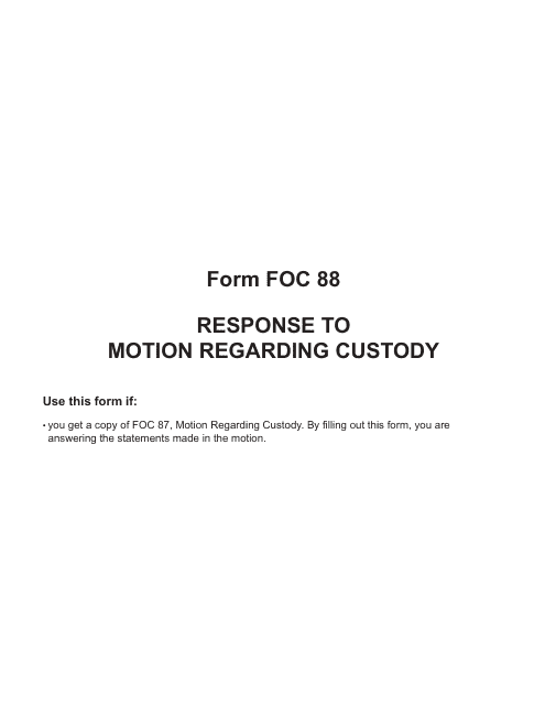 Form FOC88 Response to Motion Regarding Custody - Michigan