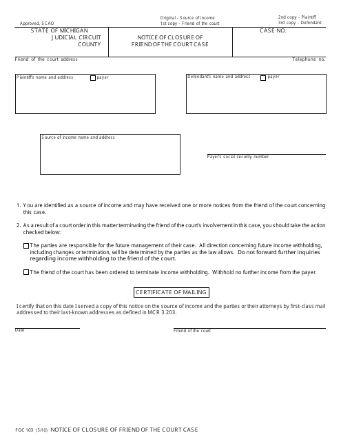 Form FOC103  Printable Pdf