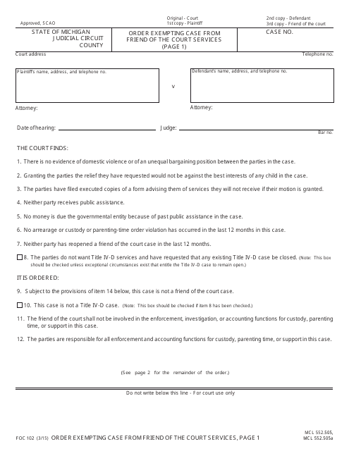 Form FOC102 Fill Out Sign Online and Download Fillable PDF Michigan