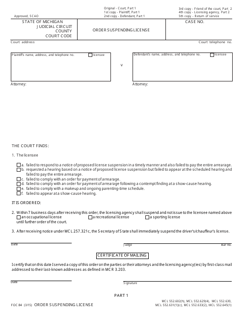 Form FOC84  Printable Pdf