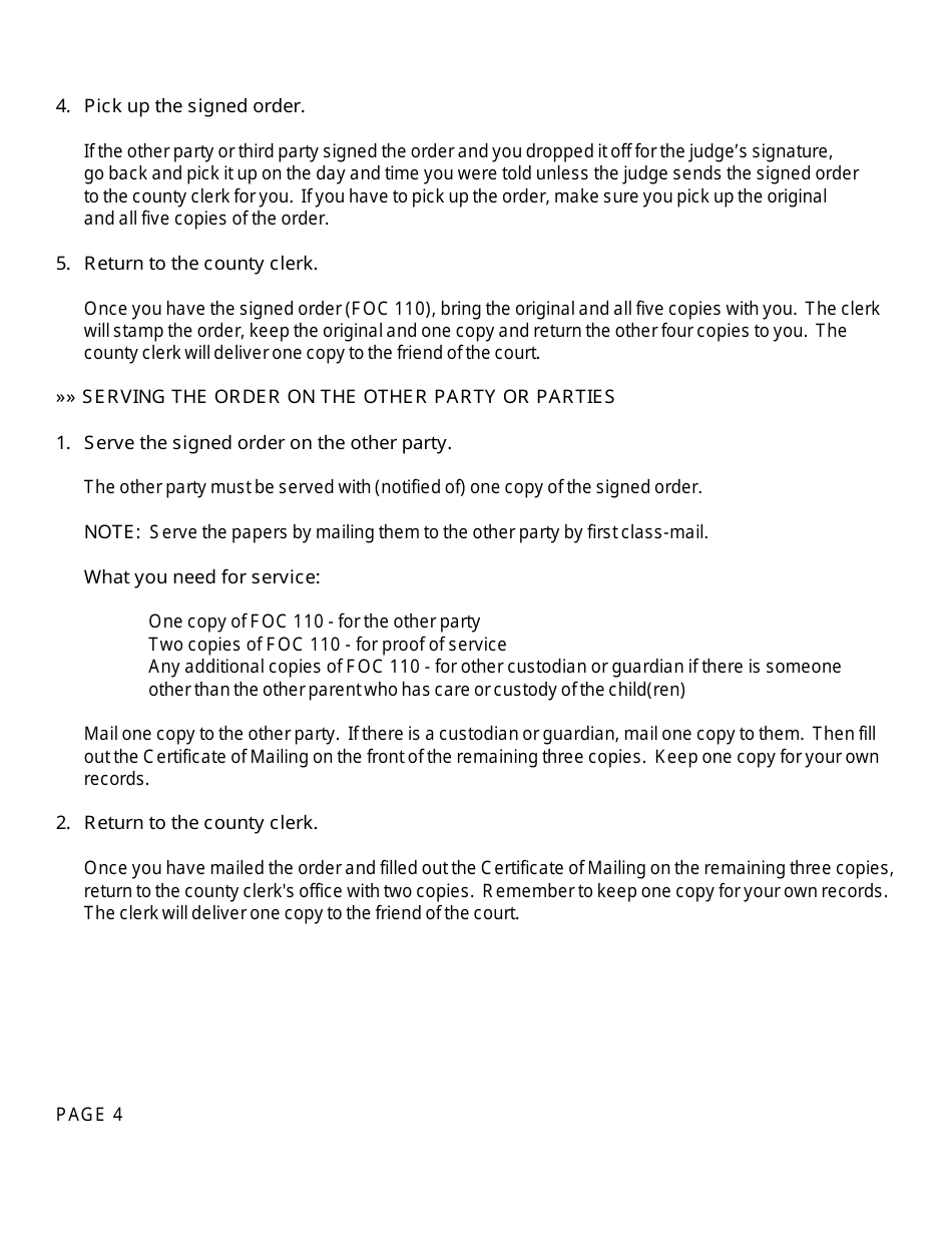 Form FOC110 Order Regarding Payment Plan / Discharge of Arrears - Michigan, Page 4
