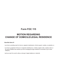 Form FOC115 Motion Regarding Change of Domicile/Legal Residence - Michigan