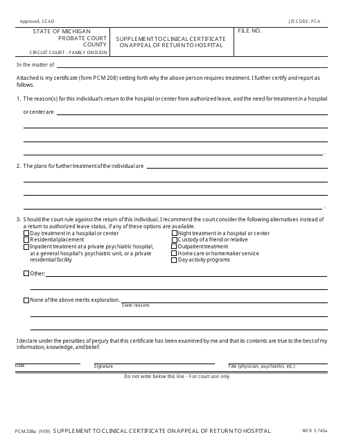 Form PCM208A Fill Out Sign Online and Download Fillable PDF