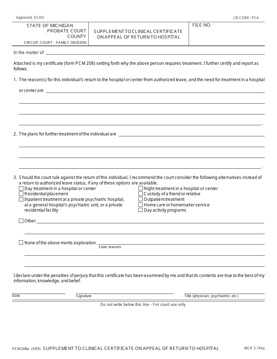 Form PCM208A Fill Out Sign Online and Download Fillable PDF