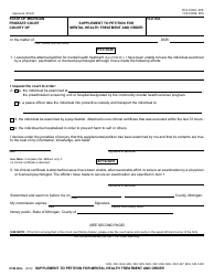 Form PCM209A Supplement to Petition for Mental Health Treatment and Order - Michigan