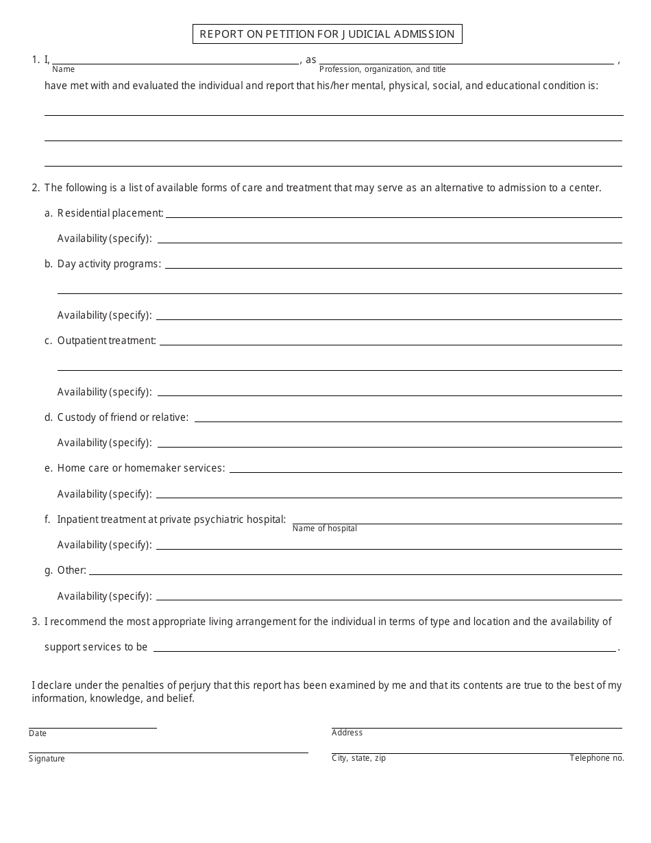 Form PCM215A Certification and Report on Petition for Judicial Admission - Michigan, Page 2