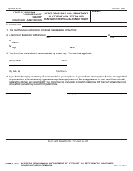 Document preview: Form PCM238 Notice of Hearing and Appointment of Attorney on Petition for Continued Hospitalization of Minor - Michigan