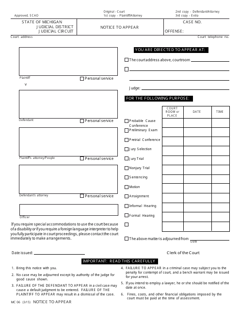 Form MC06  Printable Pdf