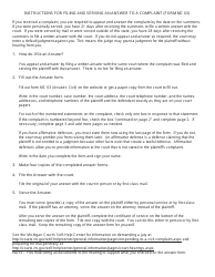 Document preview: Form MC03 Answer, Civil - Michigan