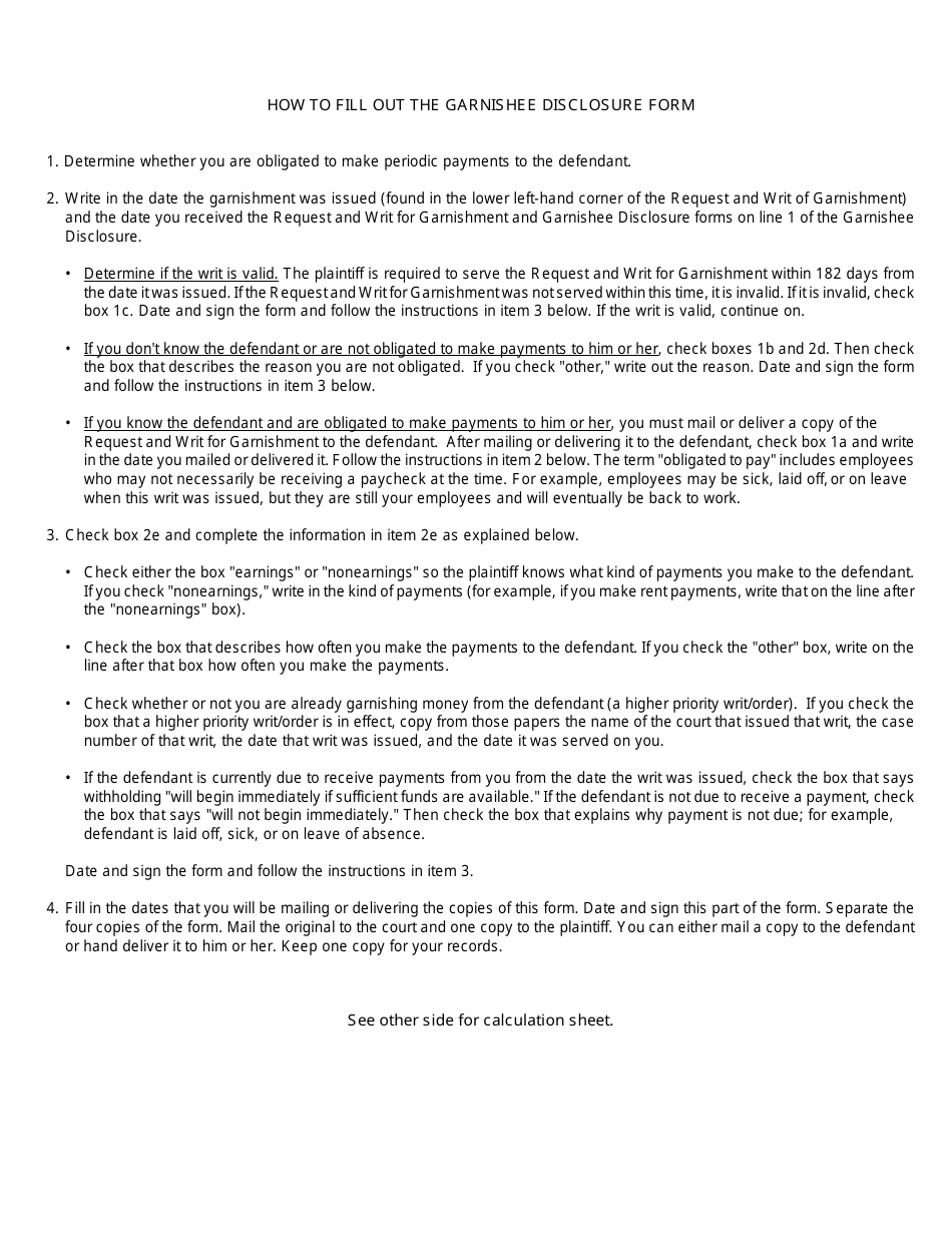 Form MC14 Garnishee Disclosure - Michigan, Page 3