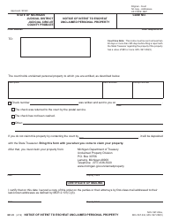 Document preview: Form MC25 Notice of Intent to Escheat Unclaimed Personal Property - Michigan