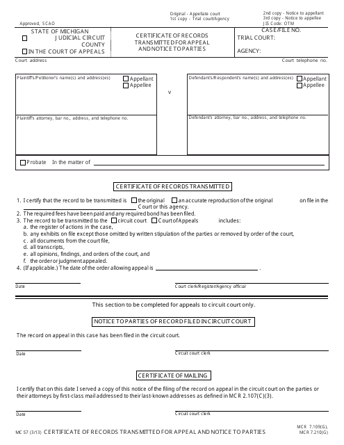 Form MC57  Printable Pdf