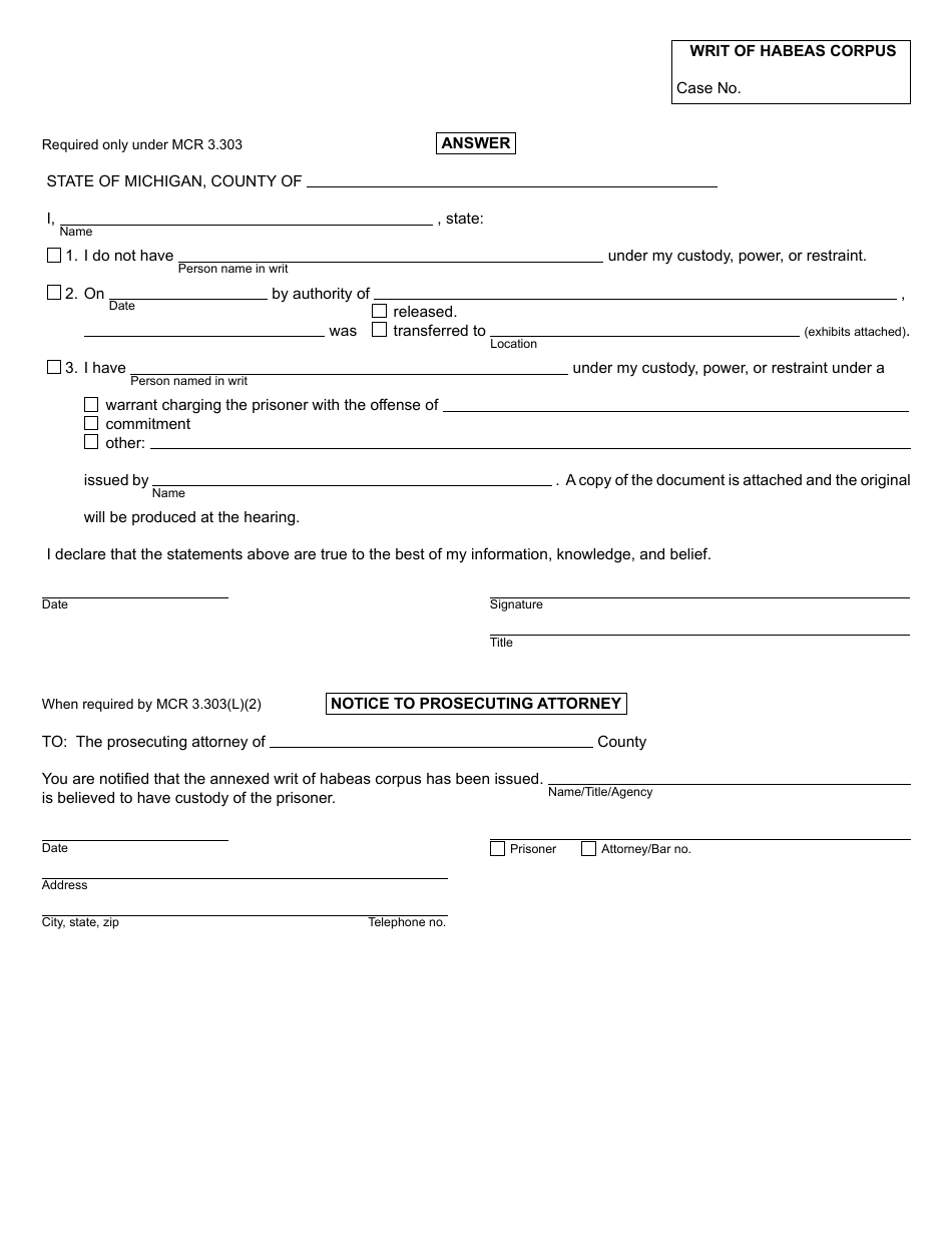 Form MC203 - Fill Out, Sign Online and Download Fillable PDF, Michigan ...