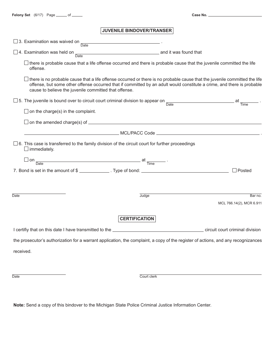 Form MC200 Felony Set - Michigan, Page 6