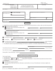Document preview: Form MC210 Affidavit and Order for Restricted Driver's License - Michigan