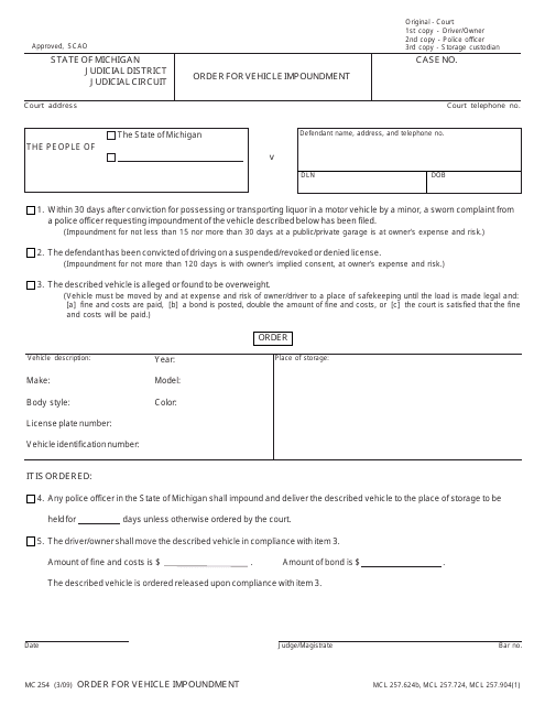 Form MC254  Printable Pdf