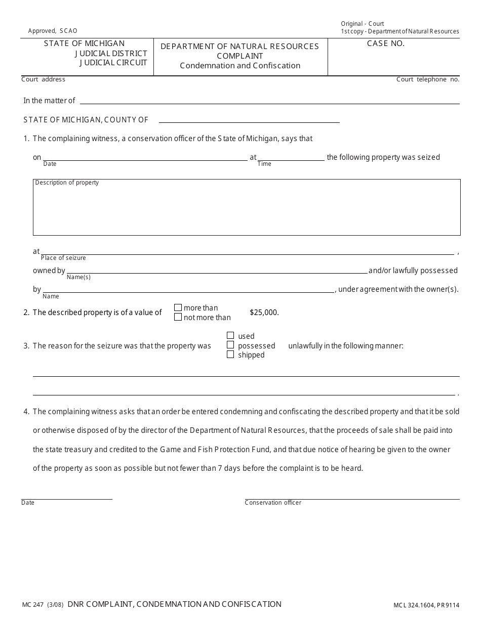 Form Mc247 Download Fillable Pdf Or Fill Online Department Of Natural 