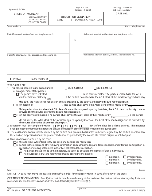 Form MC274  Printable Pdf