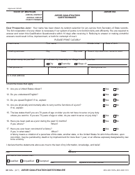Document preview: Form MC321A Juror Qualification Questionnaire - Michigan
