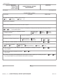 Document preview: Form MC321B Juror Personal History Questionnaire - Michigan
