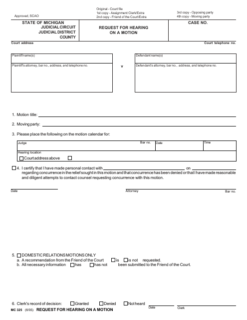 Form MC325  Printable Pdf