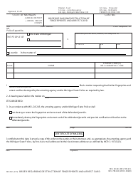 Document preview: Form MC392 Order Regarding Destruction of Fingerprints and Arrest Card - Michigan