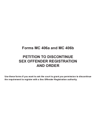 Document preview: Form MC406A Petition to Discontinue Sex Offender Registration - Michigan