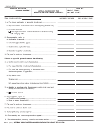 Form DC53 Appeal Worksheet for Application for Leave to Appeal - Michigan