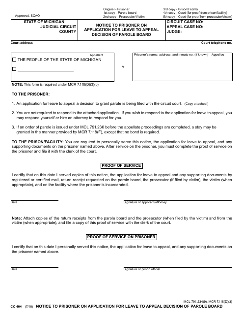 Form CC404  Printable Pdf