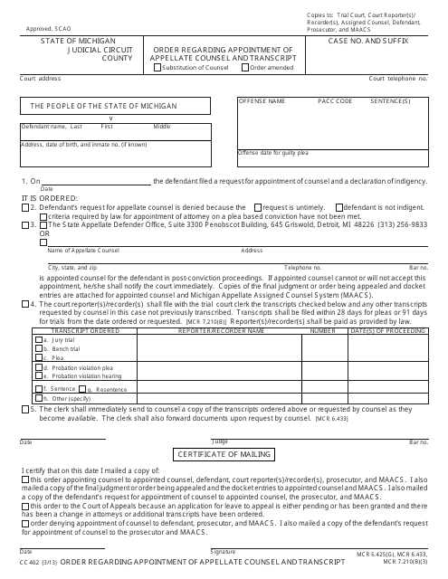 Form CC402  Printable Pdf