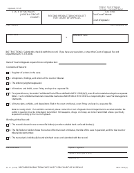 Document preview: Form CC71 Record Production Checklist for Court of Appeals - Michigan