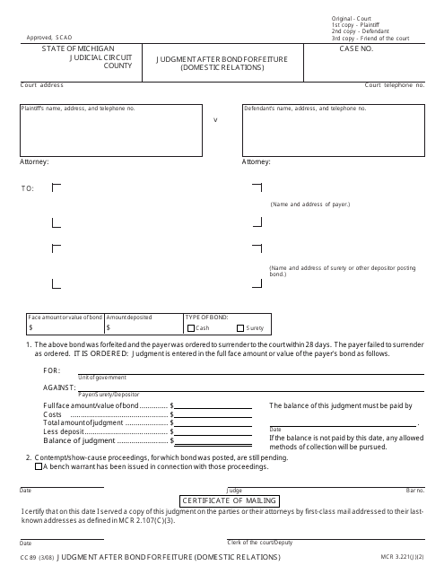 Form CC89  Printable Pdf