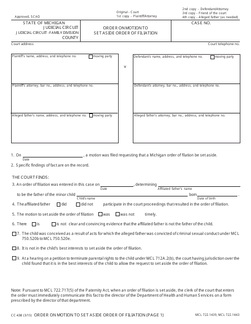 Form CC438  Printable Pdf