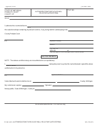 Document preview: Form PC548 Authorization to Release Will Held for Safekeeping - Michigan