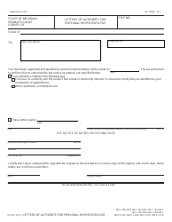 Document preview: Form PC572 Letters of Authority for Personal Representative - Michigan