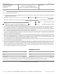Document preview: Form PC573 Notice of Appointment and Duties of Personal Representative - Michigan
